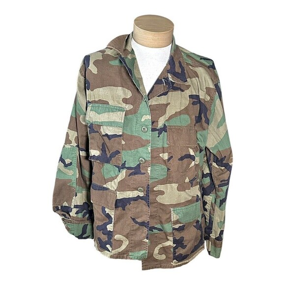 Vintage 90’s US Army Woodland Camo Longsleeve Button Up Shirt - Picture 1 of 4